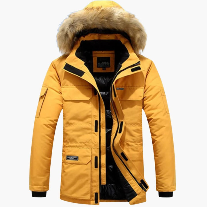 Parka Männer Winter | Kapuze Kunstpelz Viele Taschen Warm