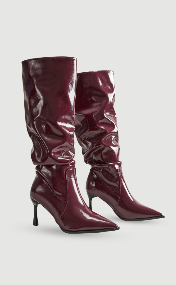 Paula Damen Lackstiefelette mit Absatz | Elegante Ankle Boots mit Reißverschluss & Spitze