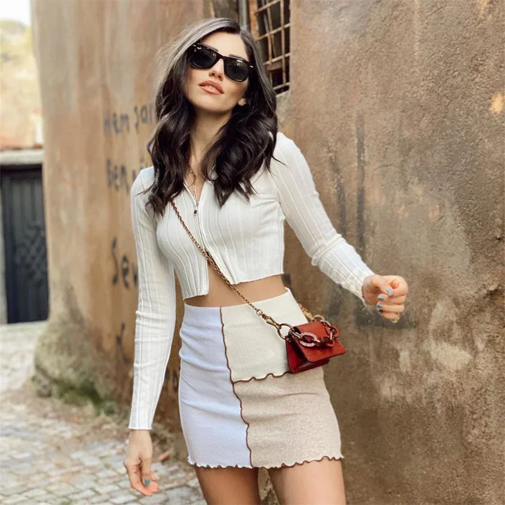 Leve Polyester Patchwork Rock für Frauen | Sommerliche Eleganz und Komfort
