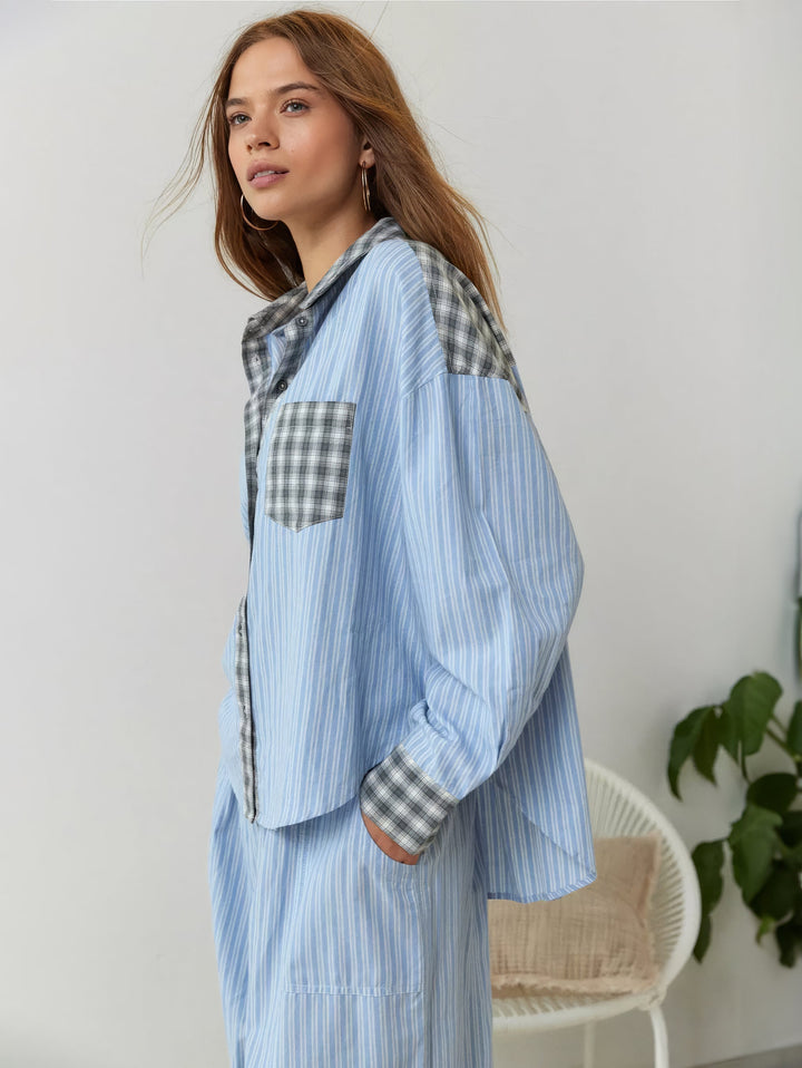 Plaid-Pyjama | Langärmeliges Lounge-Set für Frauen, Wärme und Komfort