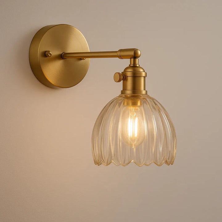 Retro-Wandlampe mit Tulpenknopf aus Glas für den Innenbereich