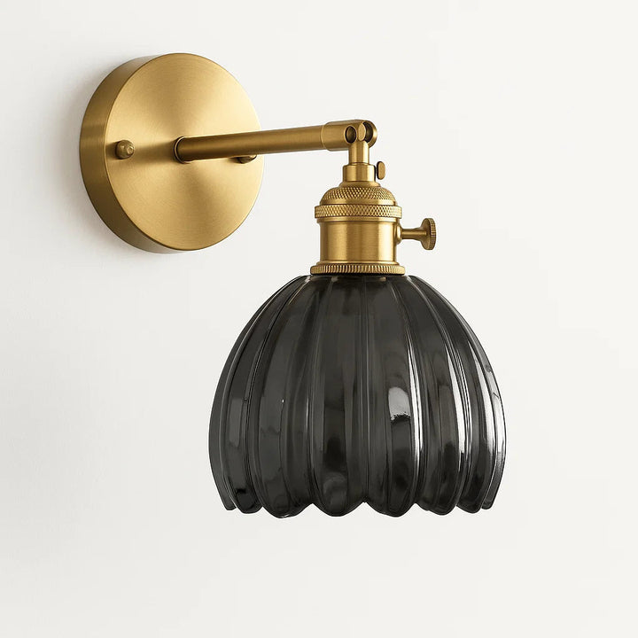 Retro-Wandlampe mit Tulpenknopf aus Glas für den Innenbereich