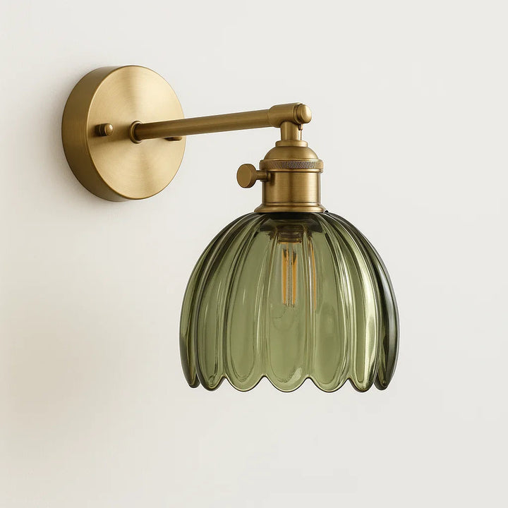 Retro-Wandlampe mit Tulpenknopf aus Glas für den Innenbereich