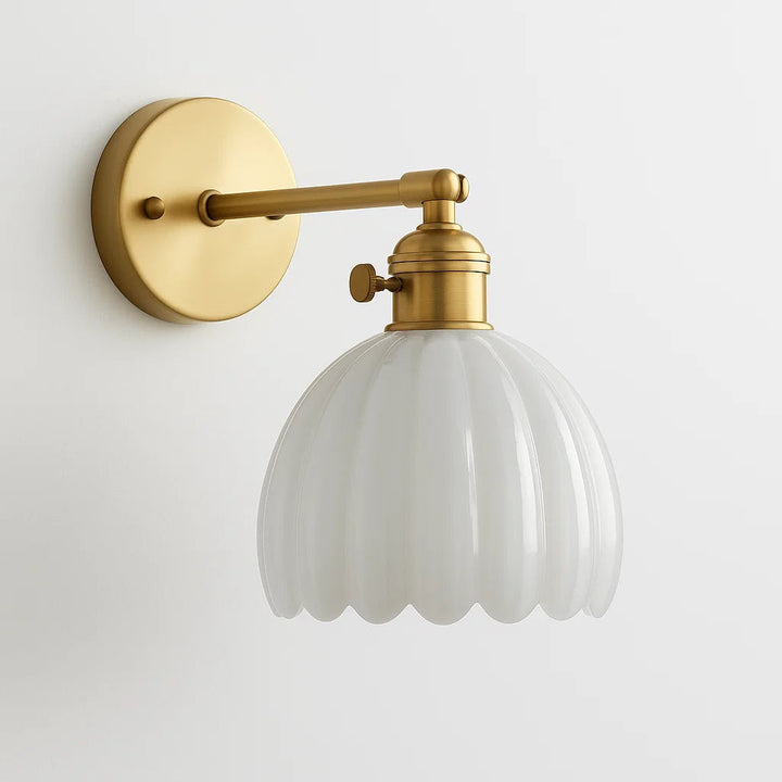 Retro-Wandlampe mit Tulpenknopf aus Glas für den Innenbereich