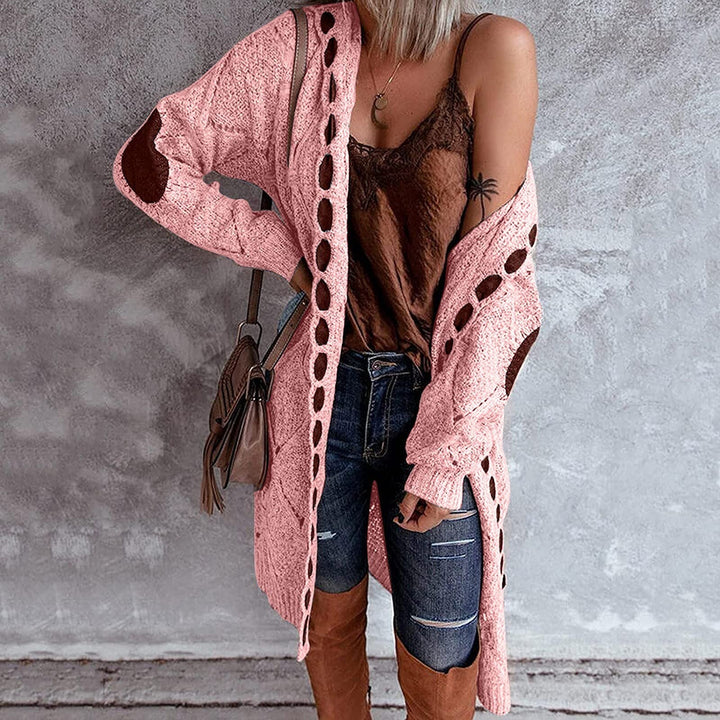 Louise - Stylische lange Strickjacke Bequem mit Kapuzenpullover
