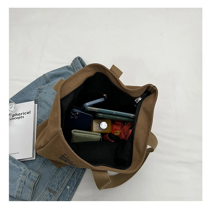 Damen Handtasche aus Canvas | Klassisches Design & Geräumig mit Reißverschluss