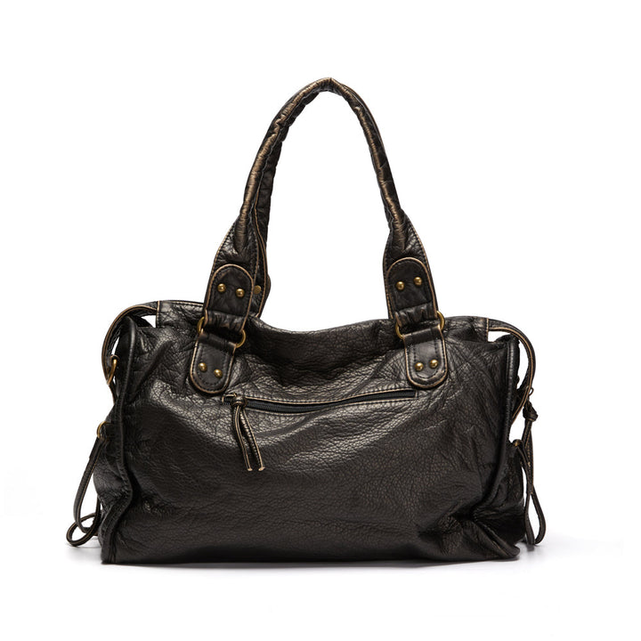 Schwarze Eleganz | Luxuriöse Handtasche aus echtem Leder