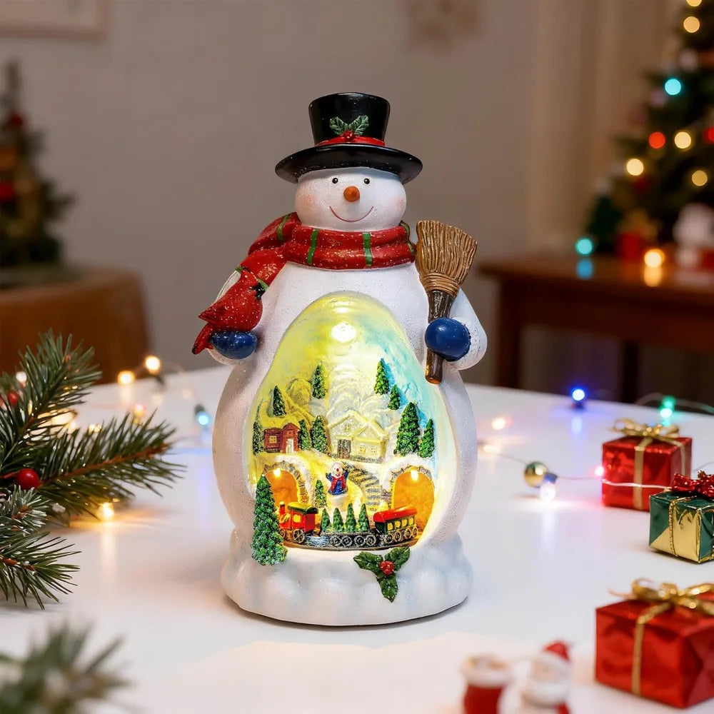 Weihnachtsdorf Schneedorf Figur - Lichter, Musik & rotierender Zug, USB/Batteriebetrieben