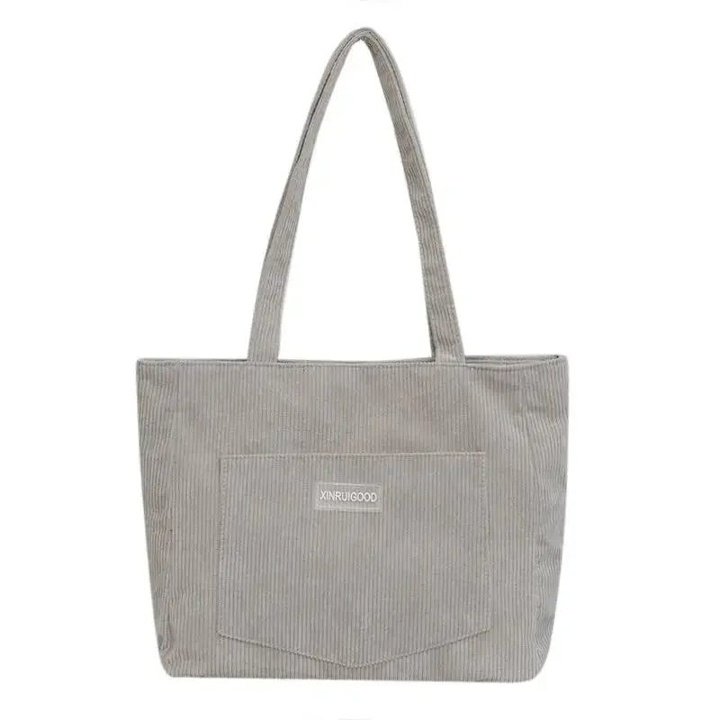 Damen Schultertasche aus Cord | Geräumig & Modisches Design mit Fronttasche