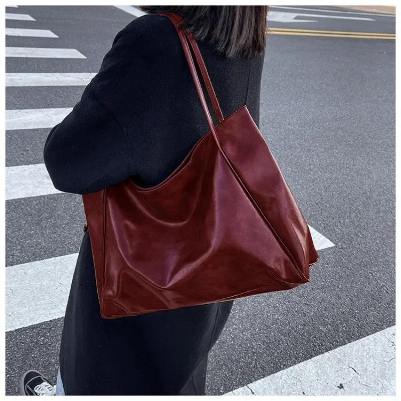 Damen Handtasche | PU-Leder Schultertasche Retro mit großer Kapazität