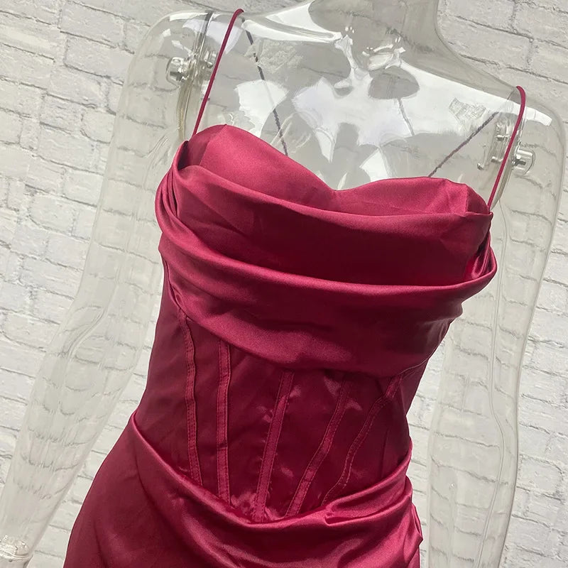 Maxikleid Weihnachten Damen | Hohe Taille Seite Schlitz Tank Kleid