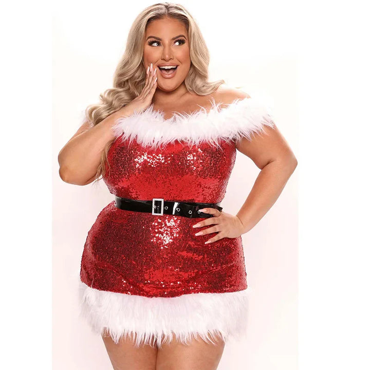 Julemand Kostume Dame Mini Kjole | Paillet Scenetøj