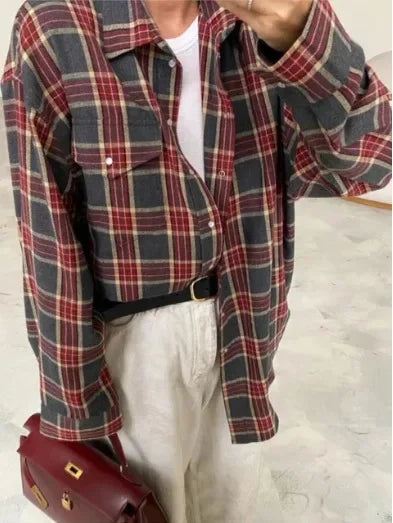 Übergroße Karohemdjacke | Weicher Flanell | Trendiger Lagenlook
