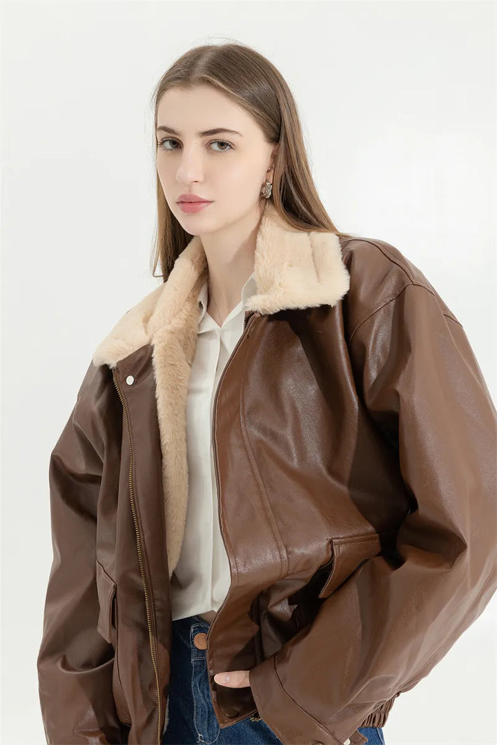 Sophie Leather Grace | Elegante Winterjacke aus Leder, Komfort und Stil Die ganze Saison über