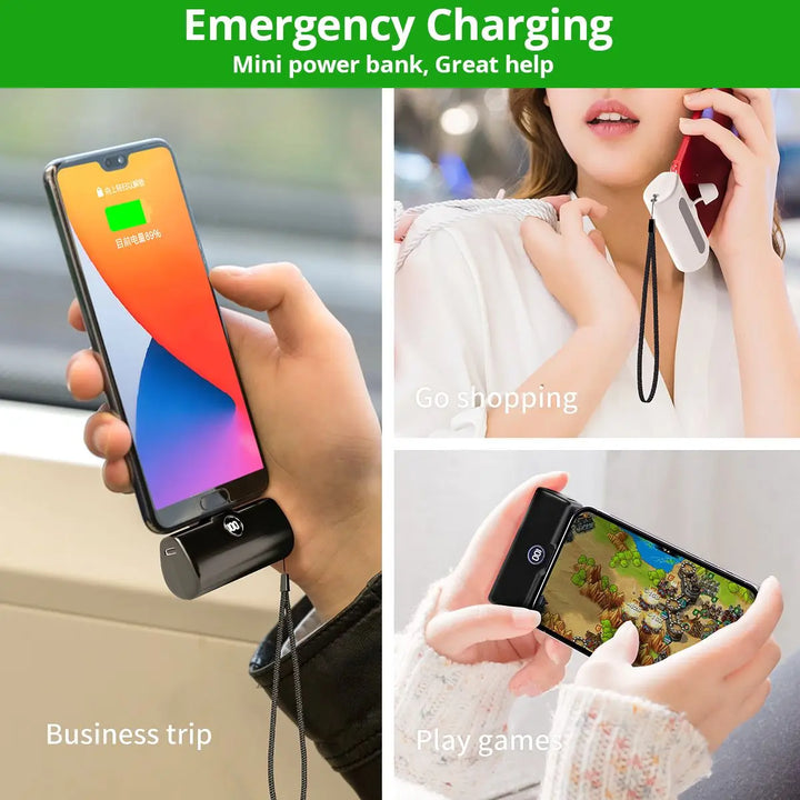 Externer Akku Mini Liboer 5000mAh | Schnellladegerät mit LED-Anzeige und Type-C/Lightning-Anschluss