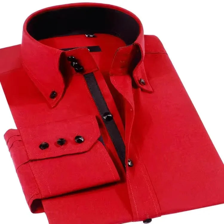 Slim Fit Businesshemd für Herren | Elegantes Langarmhemd mit Button-Down Kragen