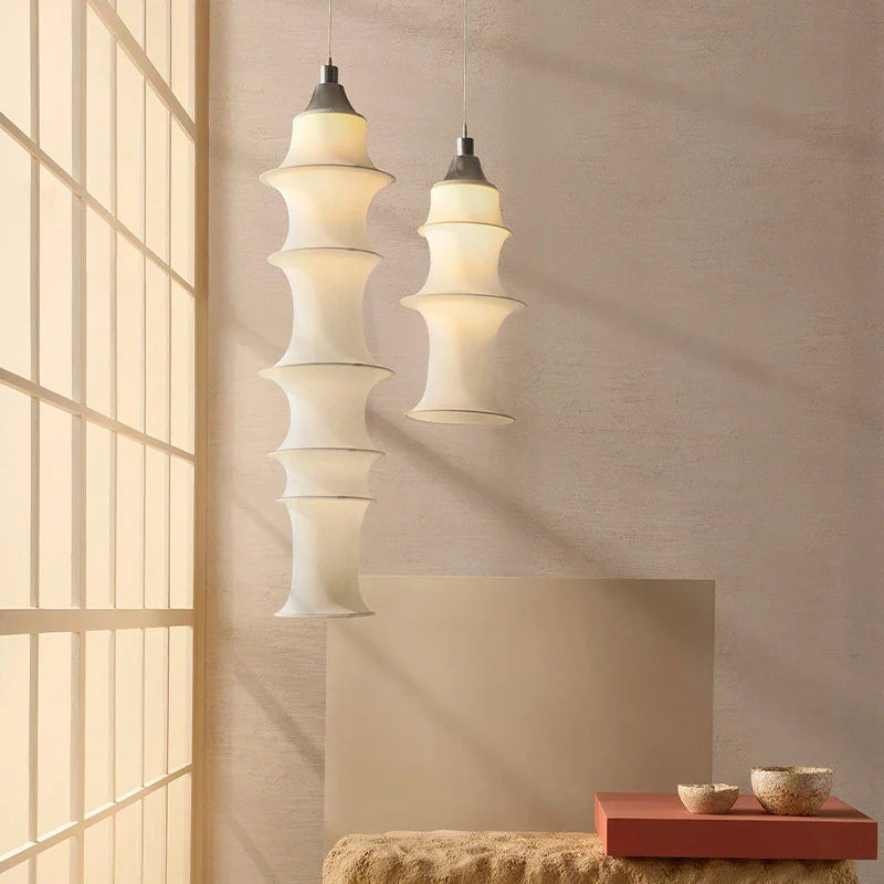 Nordisk Wabi Sabi LED Fabric Pendelleuchte - Minimalistische Deckenleuchte für Wohn- und Esszimmer