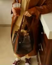 Damen Mantel in Braun | Eleganter PU-Leder Trenchcoat mit Einreiher für Herbst
