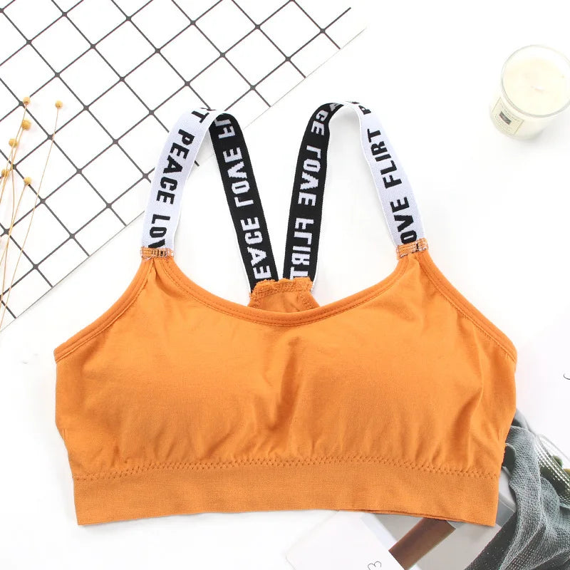 Damen Sport BH | Nahtloser Push-Up Fitness Bustier mit Trägern für Yoga & Training