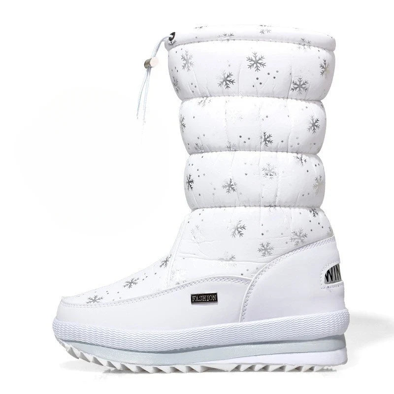 Damen-Schneestiefel | Warme, halbwadenhohe, wasserdichte Stiefel mit Plattform und rutschfestem Fell