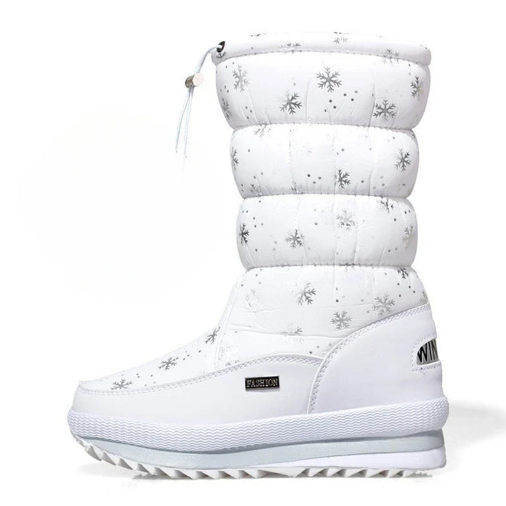 Damen-Schneestiefel | Warme, halbwadenhohe, wasserdichte Stiefel mit Plattform und rutschfestem Fell
