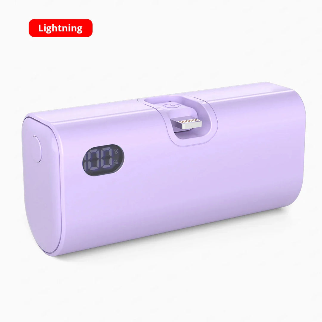 Liboer Faltbarer Externer Akku Schnellladung | 5000mAh USB-C oder Lightning LED-Bildschirm