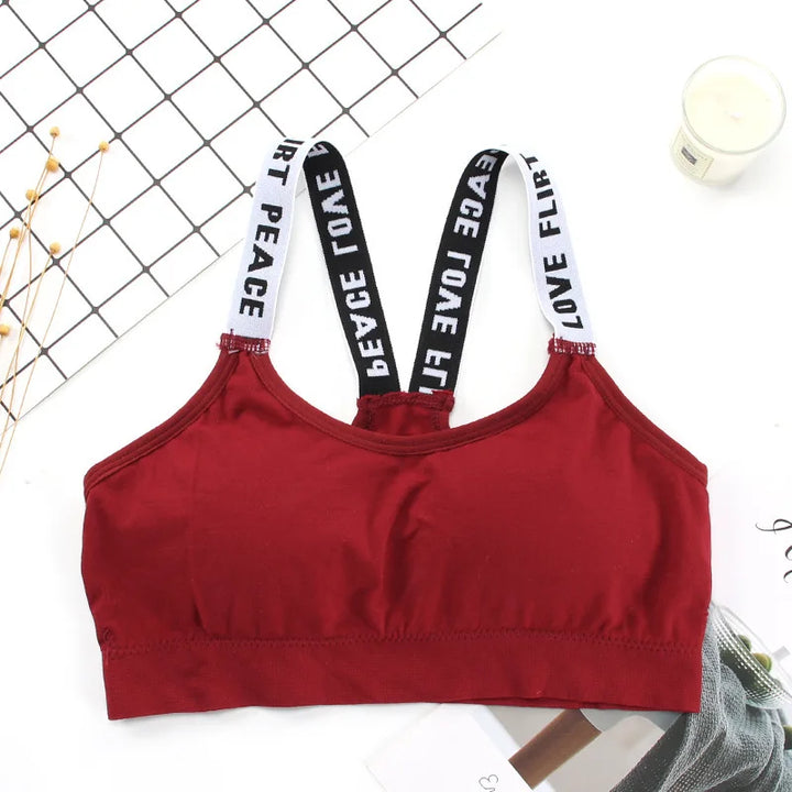 Damen Sport BH | Nahtloser Push-Up Fitness Bustier mit Trägern für Yoga & Training