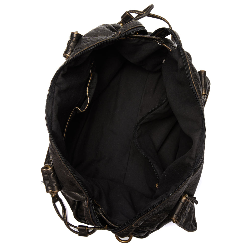 Schwarze Eleganz | Luxuriöse Handtasche aus echtem Leder