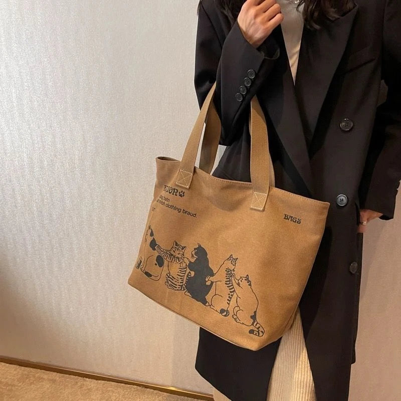 Damen Handtasche aus Canvas | Klassisches Design & Geräumig mit Reißverschluss