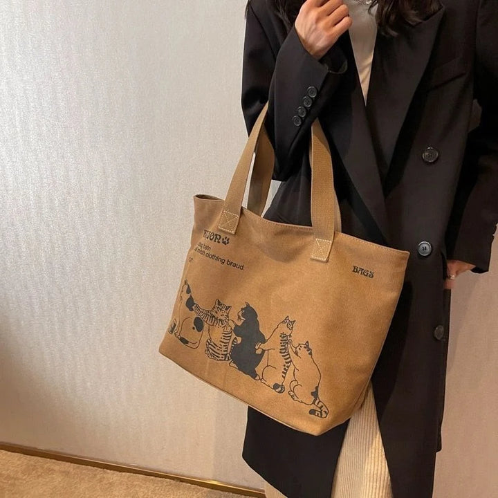 Damen Handtasche aus Canvas | Klassisches Design & Geräumig mit Reißverschluss