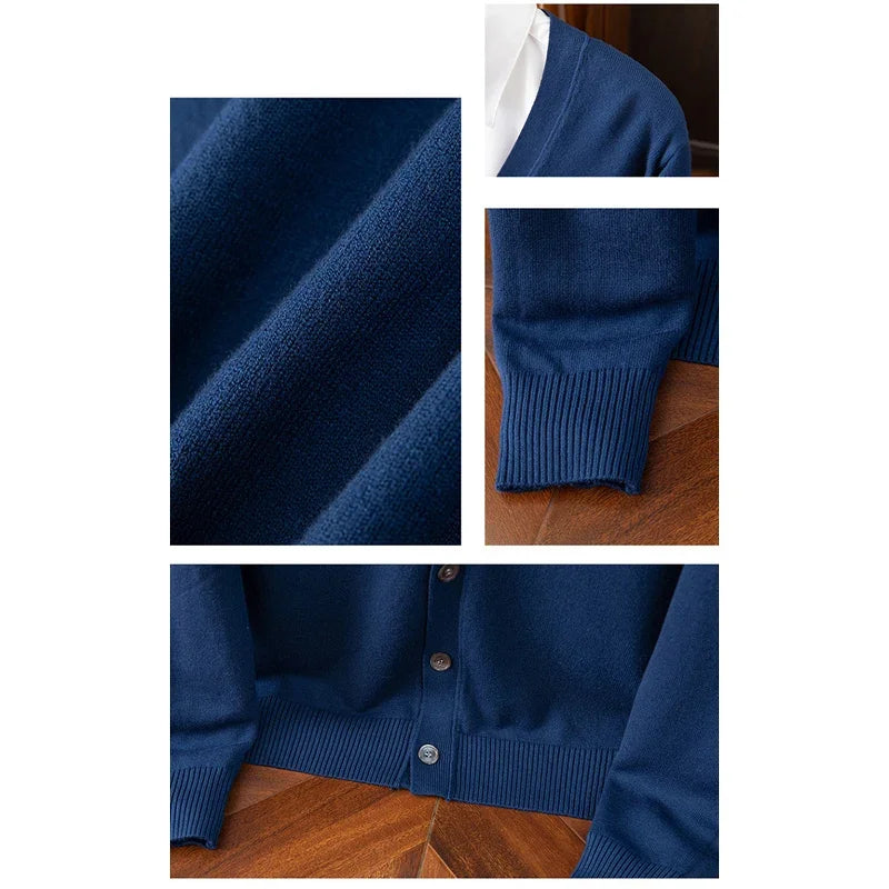 Herren Strickjacke | Klassischer Business-Casual V-Neck, Solide Farbe, Koreanischer Stil