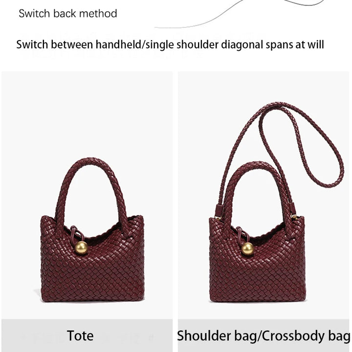 Schultertasche Geflochten | Kleine Crossbody Hobo Bag aus veganem Leder