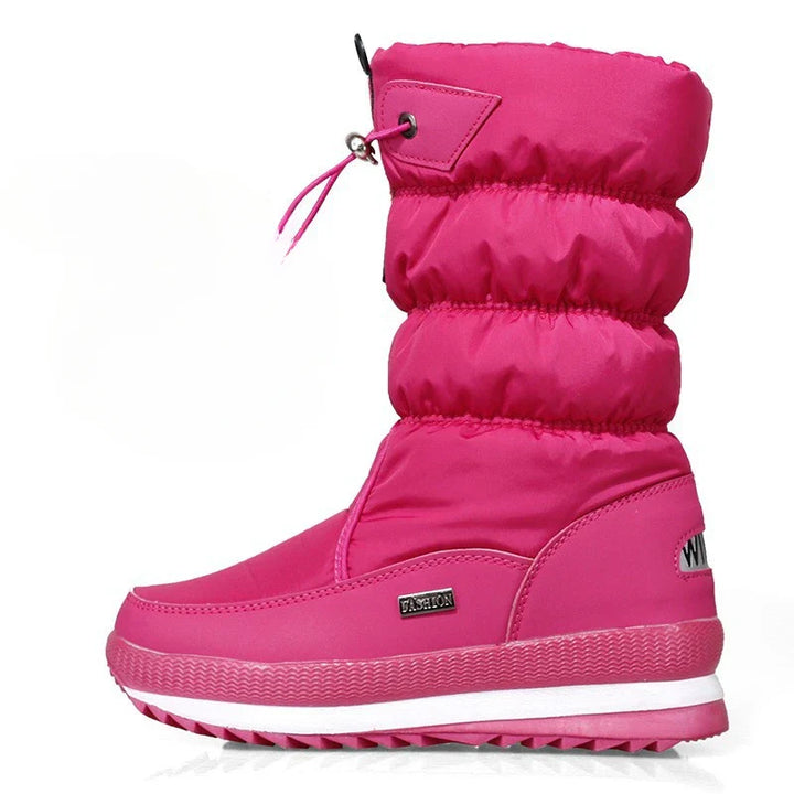 Damen-Schneestiefel | Warme, halbwadenhohe, wasserdichte Stiefel mit Plattform und rutschfestem Fell