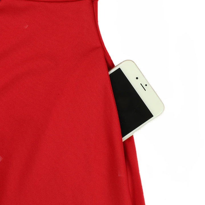 Weihnachtskleid Damen Plus Größe Rot | Langarm Winter Party