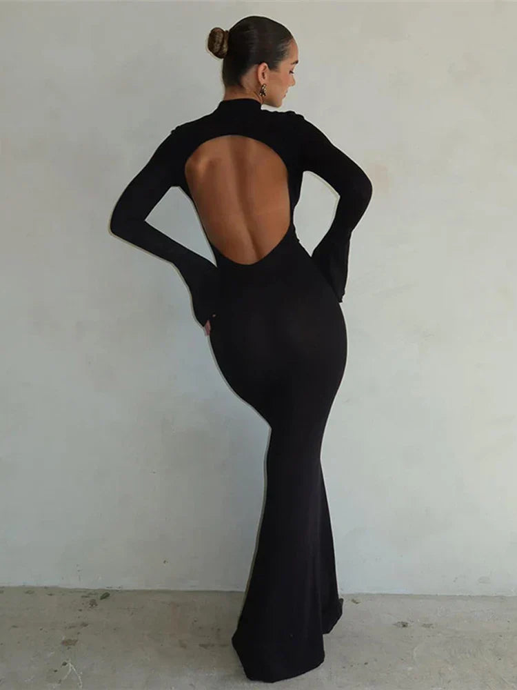 Emma | Abendkleider Bodycon Chic mit hohem Kragen & Rückenausschnitt | Eleganz & Verführung