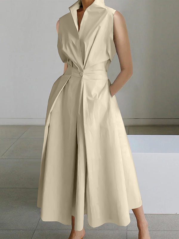 Eleanor | Urbanes weißes Kleid mit Hemdkragen aus Baumwolle