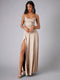 Alvaree | Satin Abendkleid mit hohem Schlitz und offenem Rücken