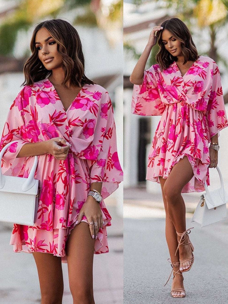 Noelia Damen Minikleid mit V-Ausschnitt | Luftig, Bequem & Vielseitig für Sommerlooks