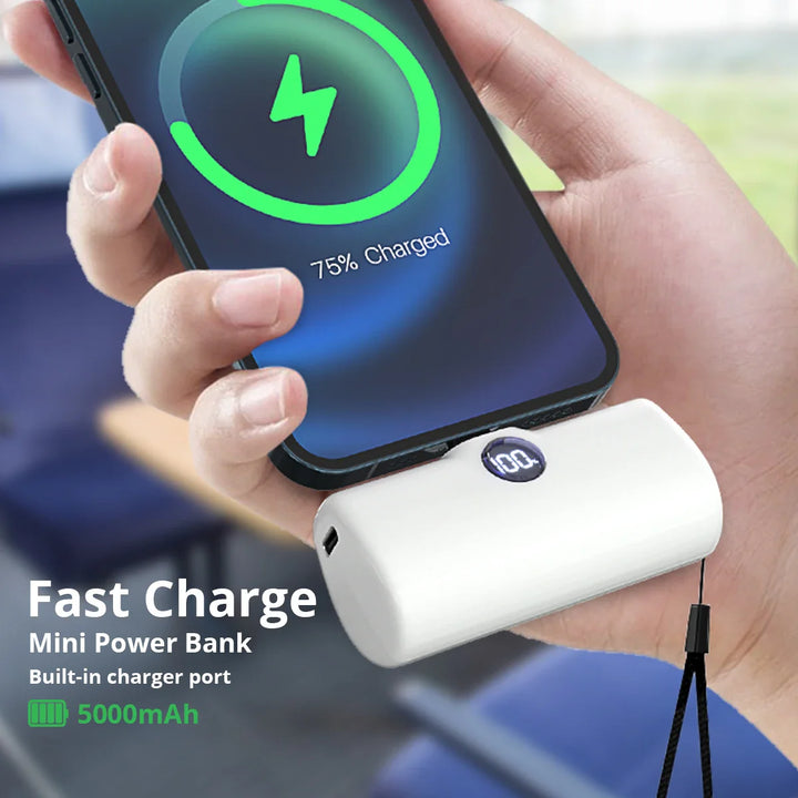 Externer Akku Mini Liboer 5000mAh | Schnellladegerät mit LED-Anzeige und Type-C/Lightning-Anschluss