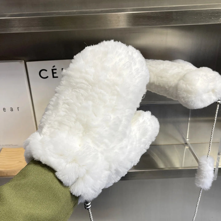 Damen Gestrickte Rex Kaninchen Fell Winterhandschuhe - Warme Weiche Fäustlinge