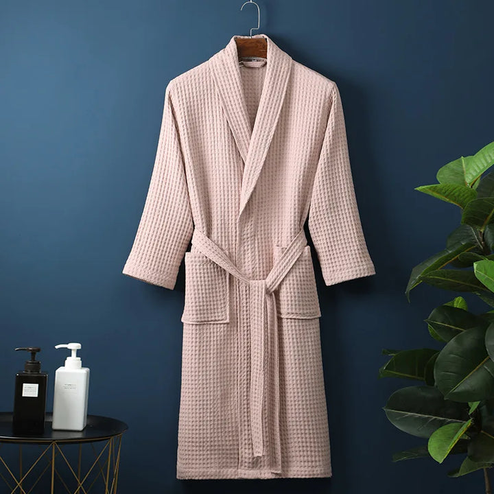 Leichter Und Atmungsaktiver Unisex Bademantel Mit Waffelstruktur