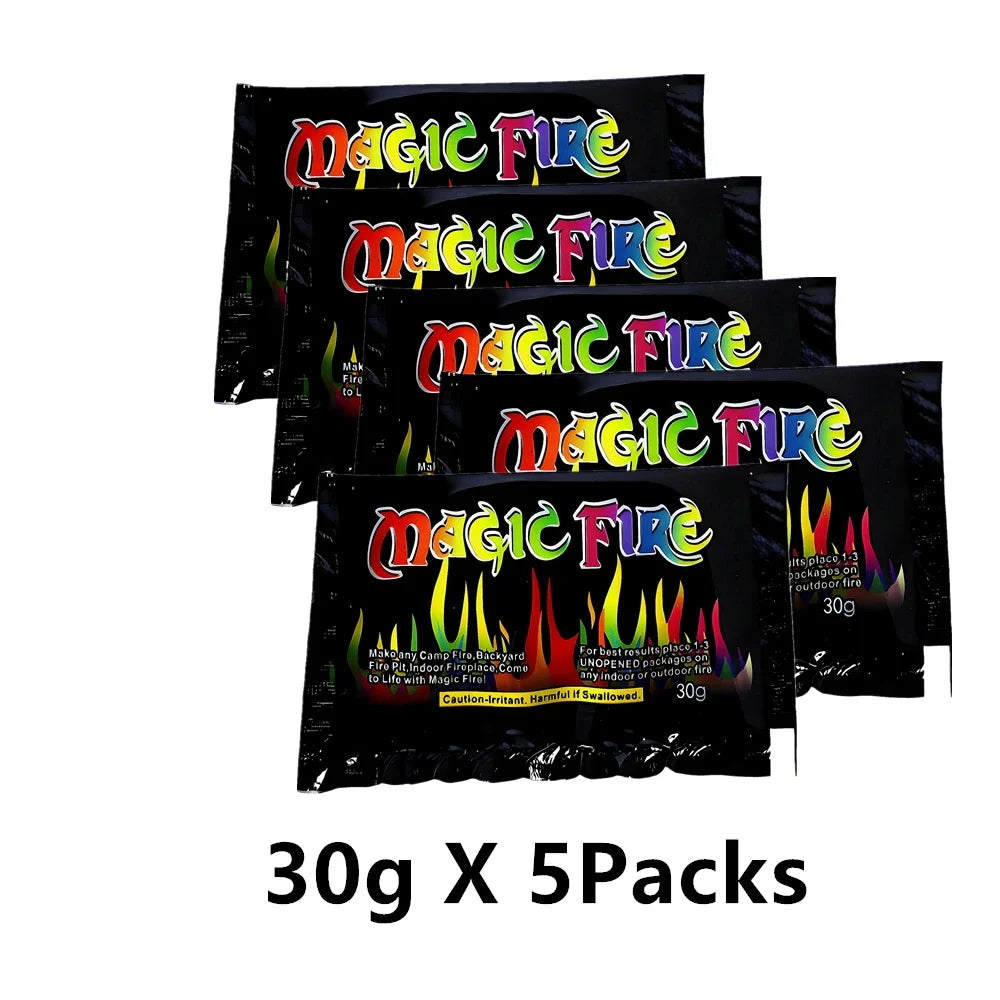 Polvo GlowFlame que cambia de color para fuego | Paquete de 5 sobres seguros e inodoros