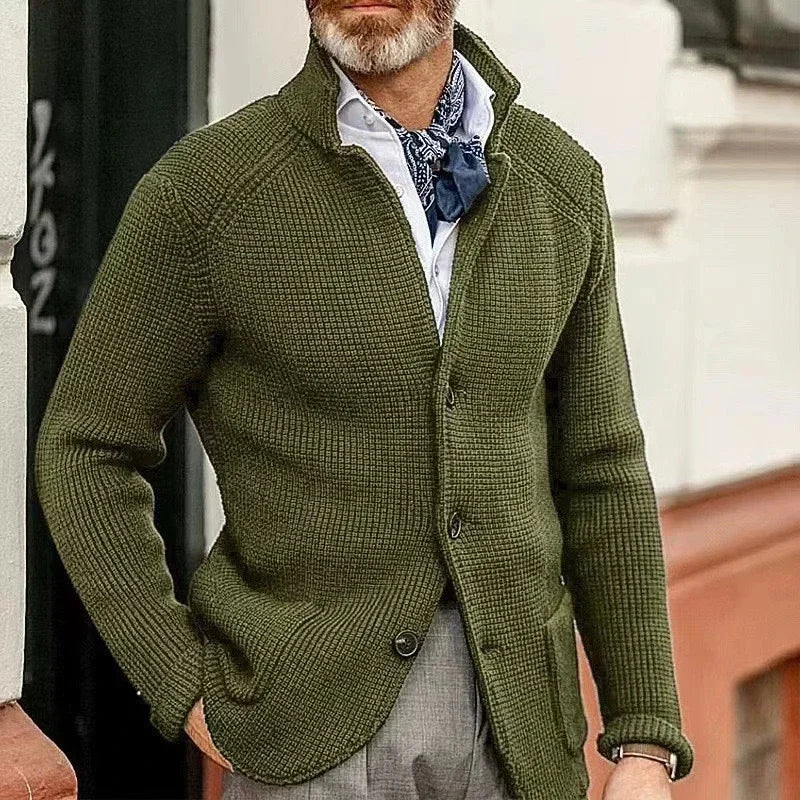 Strickjacke Herren mit Stehkragen | Grobstrick Cardigan für Herbst & Winter