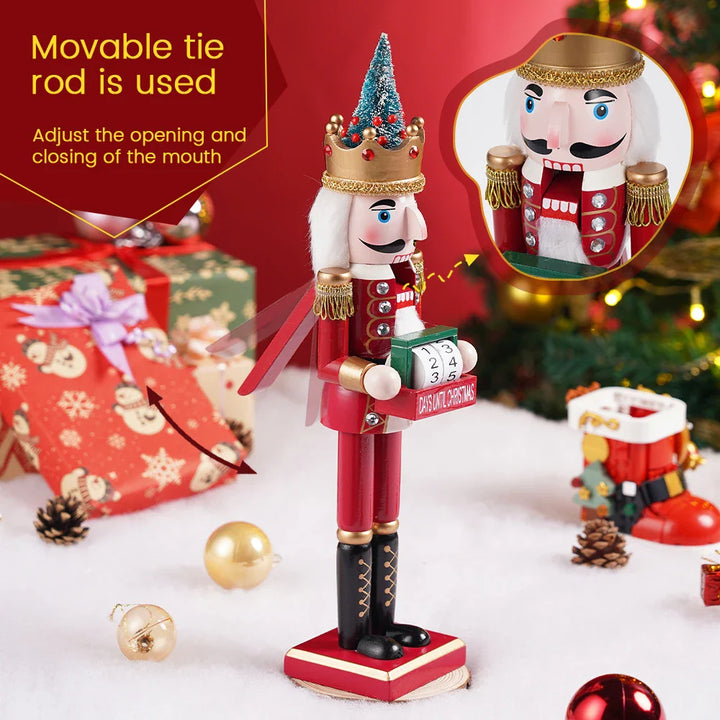 42CM Weihnachten Nussknacker Kalender dekorative Ornament - Holzhandwerk Nussknacker Puppet
