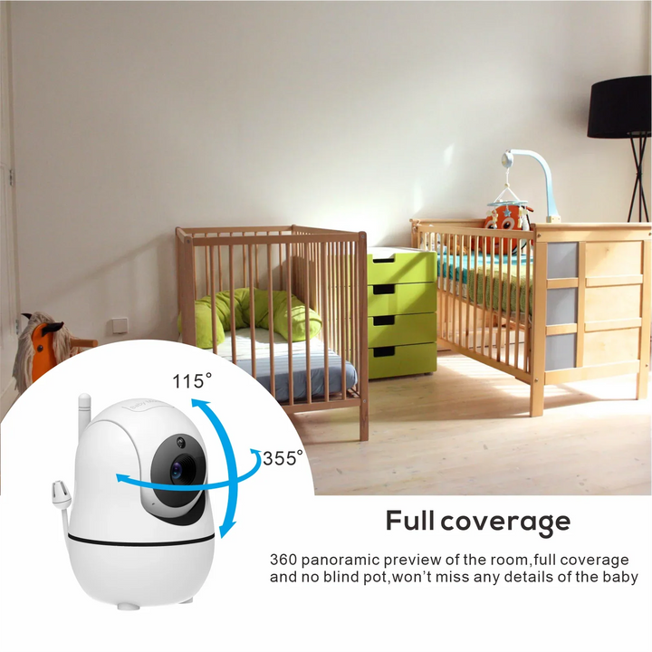 HD Babyphone mit 7" 1080p Bildschirm | 4x Zoom, 24h Akku, Nachtsicht, Ohne WiFi sicher