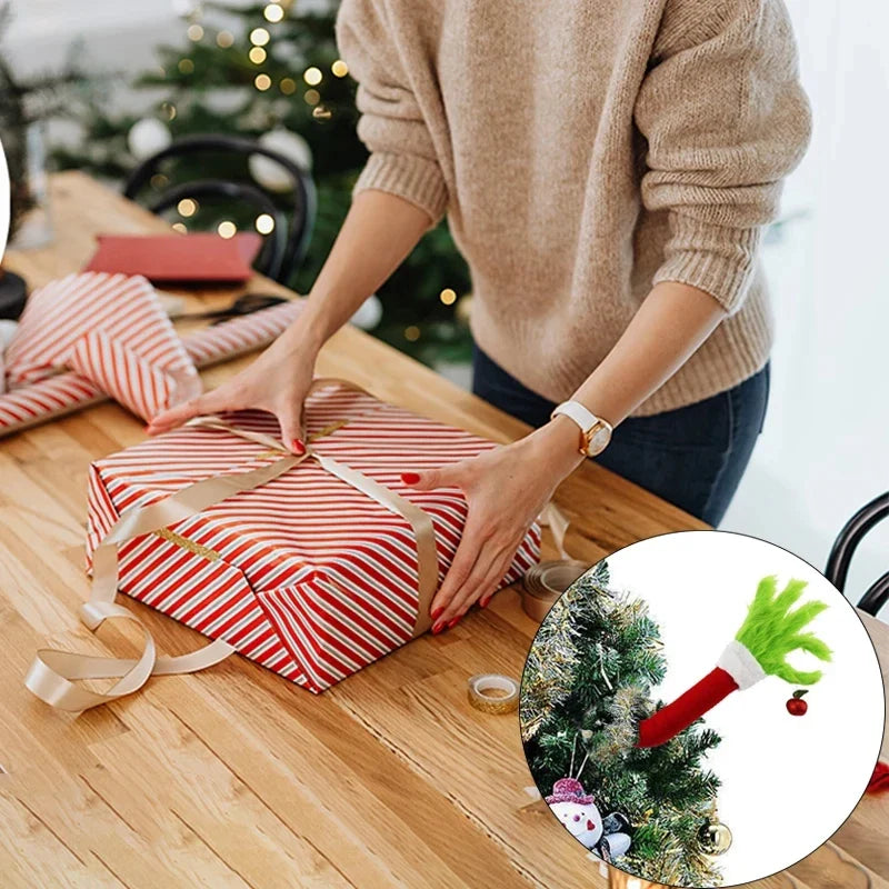 Weihnachtsbaumschmuck Grünes Fell Monster Arm | Elf Puppe Ornament