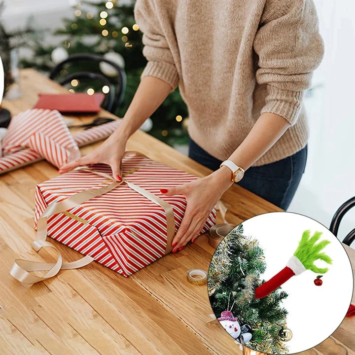 Weihnachtsbaumschmuck Grünes Fell Monster Arm | Elf Puppe Ornament