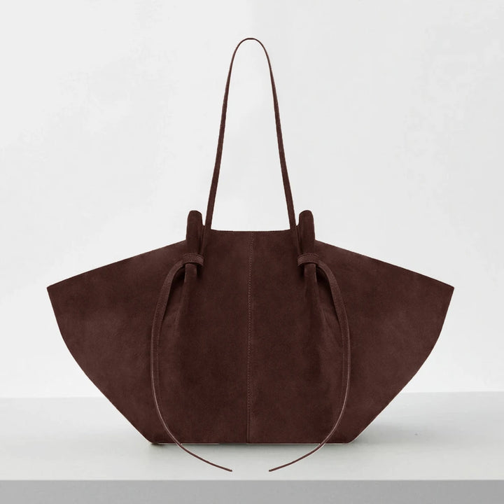 Damen Handtasche Personalisiert | Große Schultertasche aus Wildlederimitat mit Initialen3