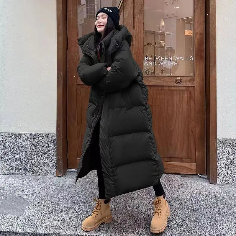 Felin Lange Pufferjacke für Damen mit Verstellbarer Kapuze | Warm und Winddicht