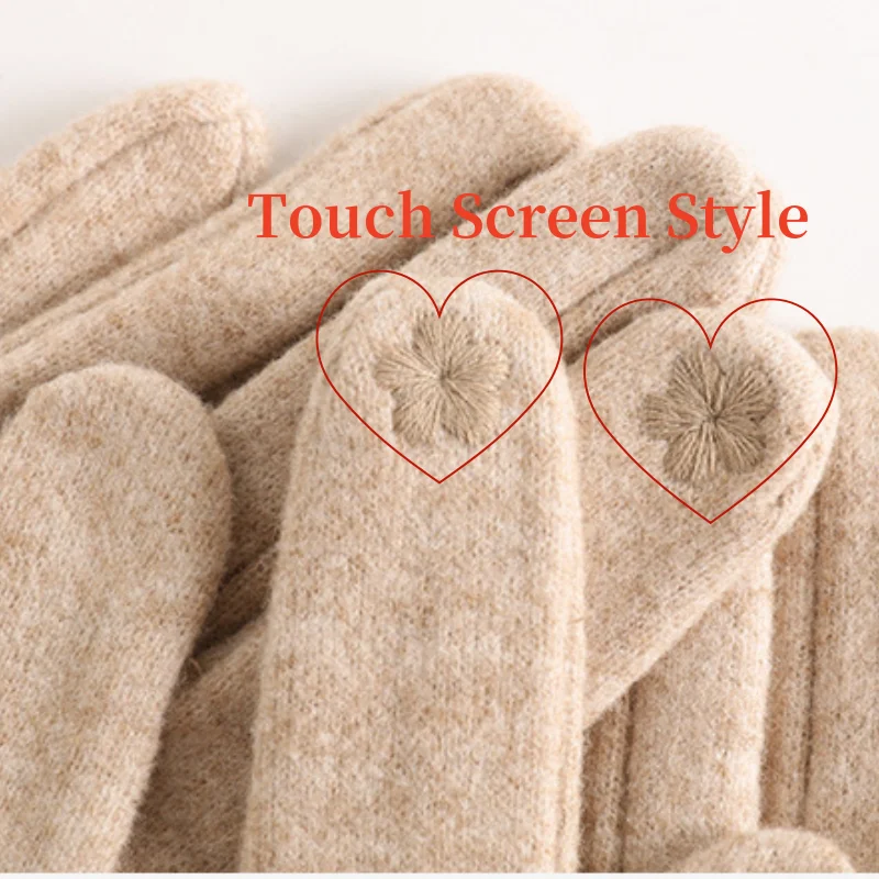 Damen Winter Touchscreen Handschuhe - Warme, Dicke Vollfinger Strickhandschuhe